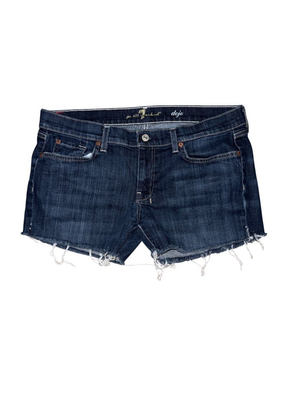 7 For All Mankind 7FAM Dojo Womens Shorts 32 Distressed Frayed Logo Raw Hem